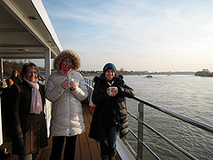 Drinking hot chocolate on the River Rhine on the SS Antoinette