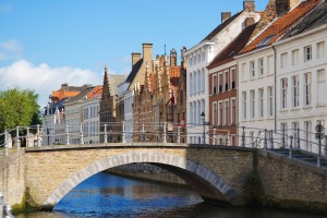 Traditional Flemish Houses on the Canal in Brugge