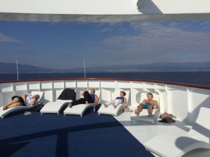 Sunbathing on MV Amalia