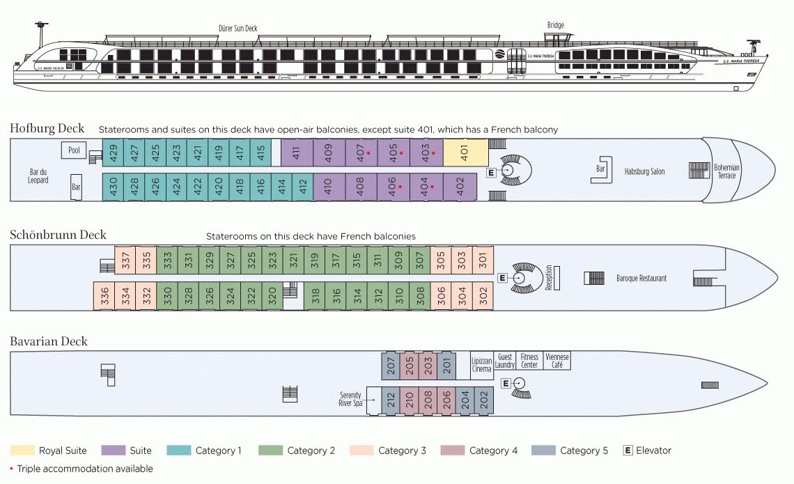 Uniworld SS Maria Theresa Deck Plan