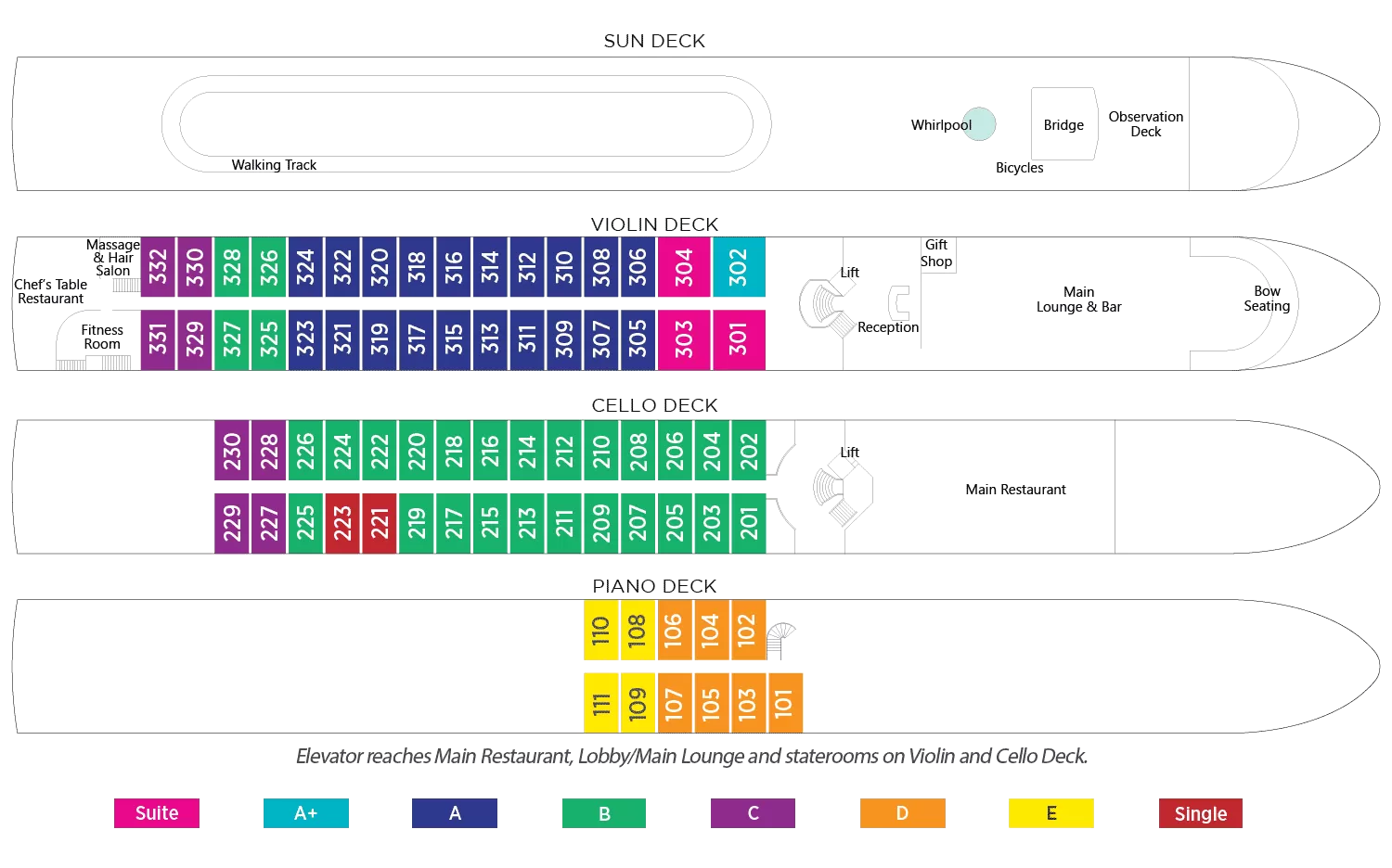 AmaWaterways AmaDolce Deck Plan