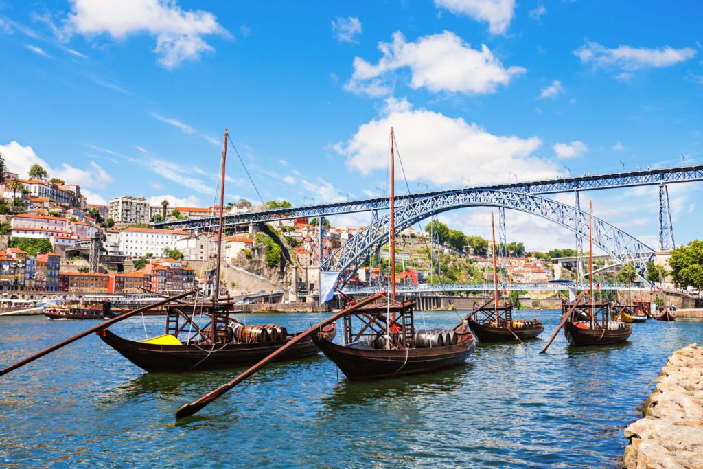 River Cruise Douro river traditional boats in Porto Portugal