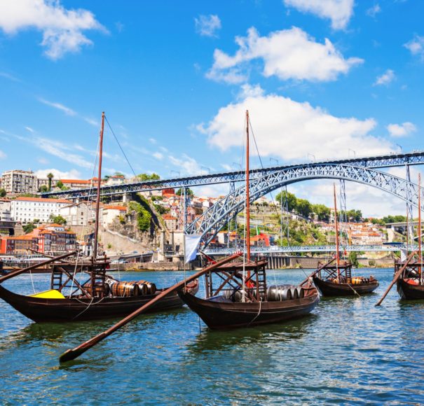 River Cruise Douro river traditional boats in Porto Portugal