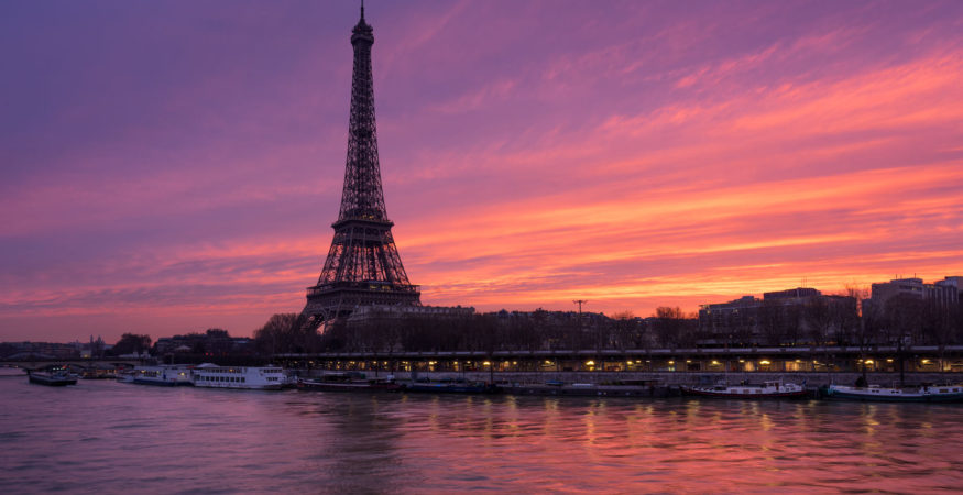 Sunrise on the Seine at the Eiffel Tower