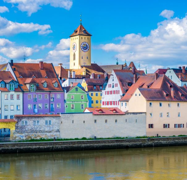 Danube - Riverside of the Danube river in Regensburg, Germany