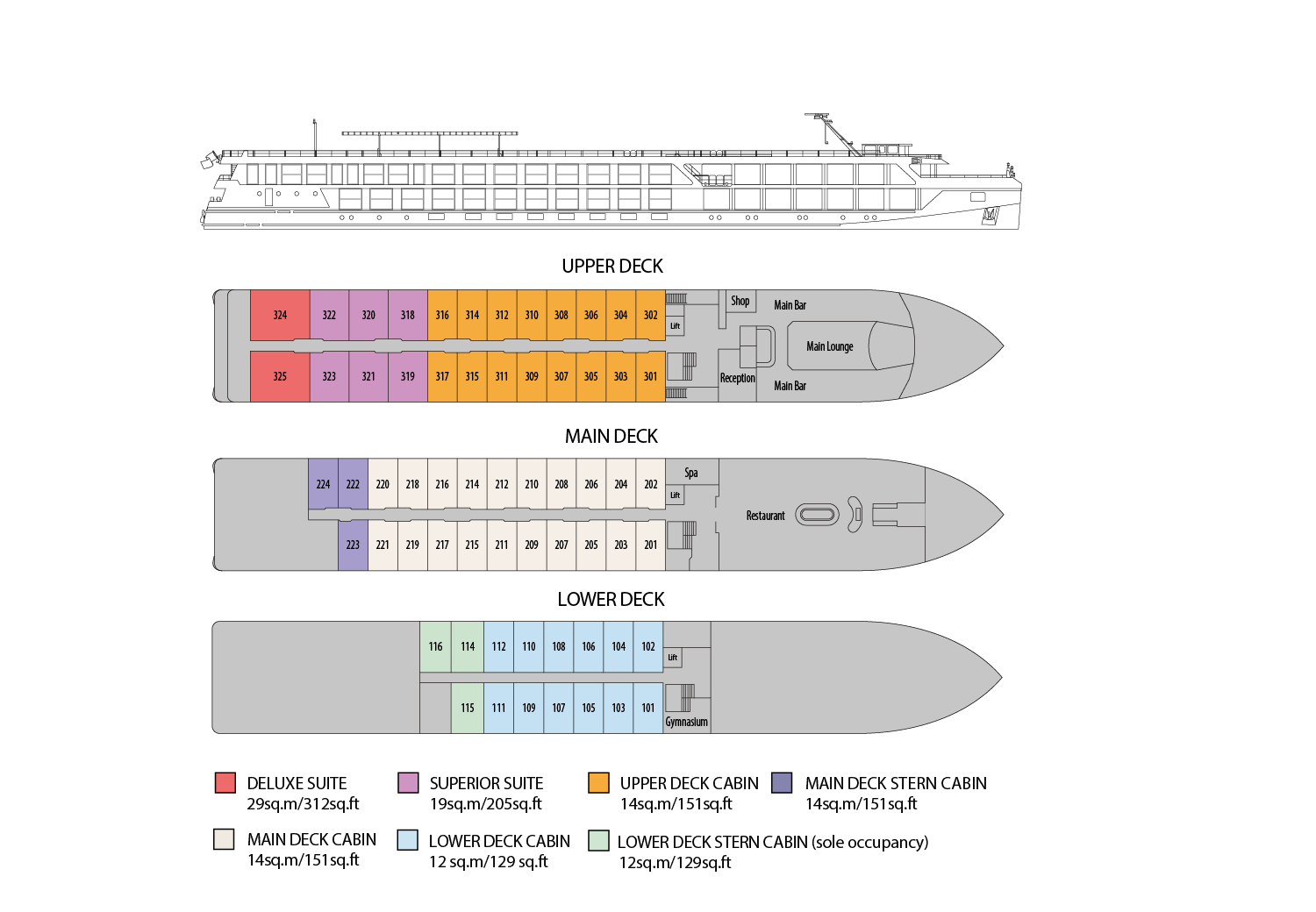 Riviera Travel - Douro Elegance - Deck Plan