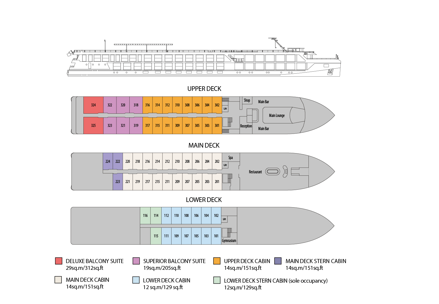 Riviera Travel - Douro Splendour - Deck Plan