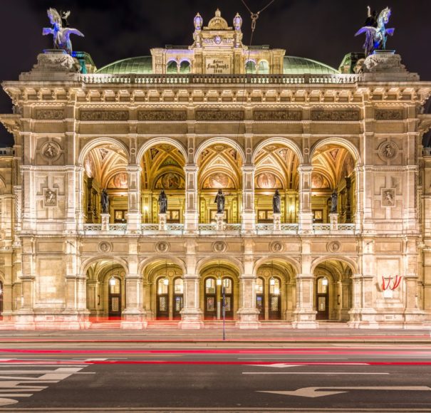 Danube - Vienna State Opera at night, Vienna, Austria