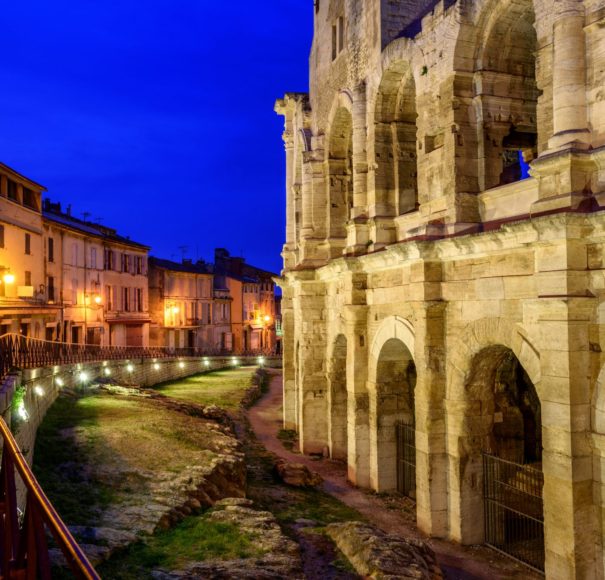 Rhone Arles Old Town and roman amphitheatre Provence France