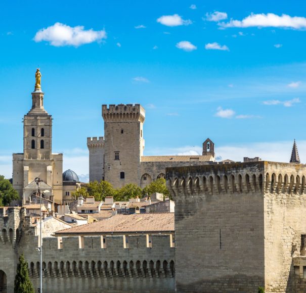 Rhone - Popes-Palace-in-Avignon-in-a-beautiful-summer-day,-FranceLowRes