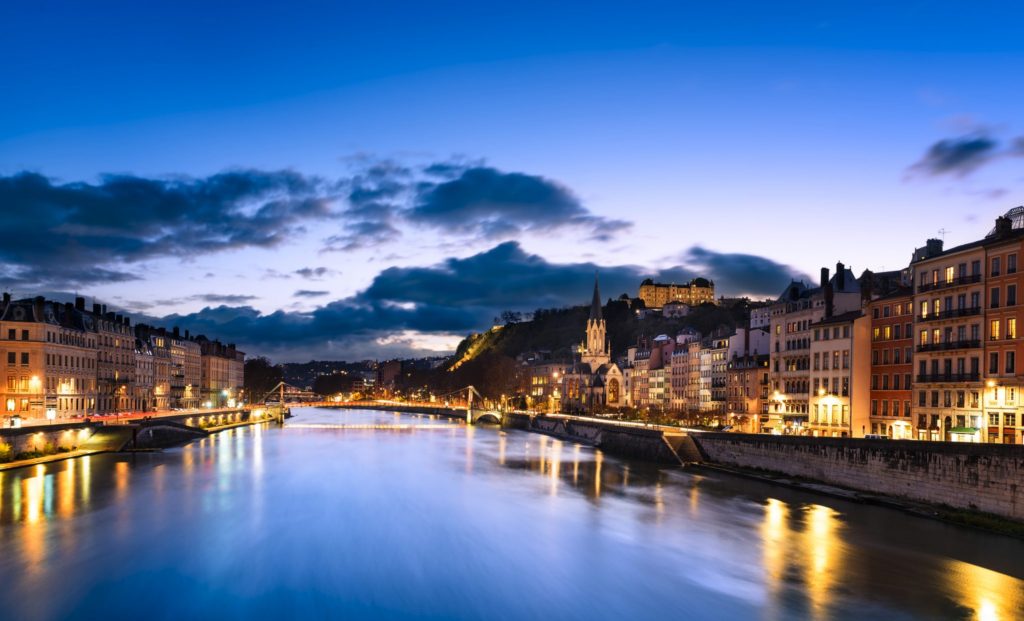 Lyon at nightime