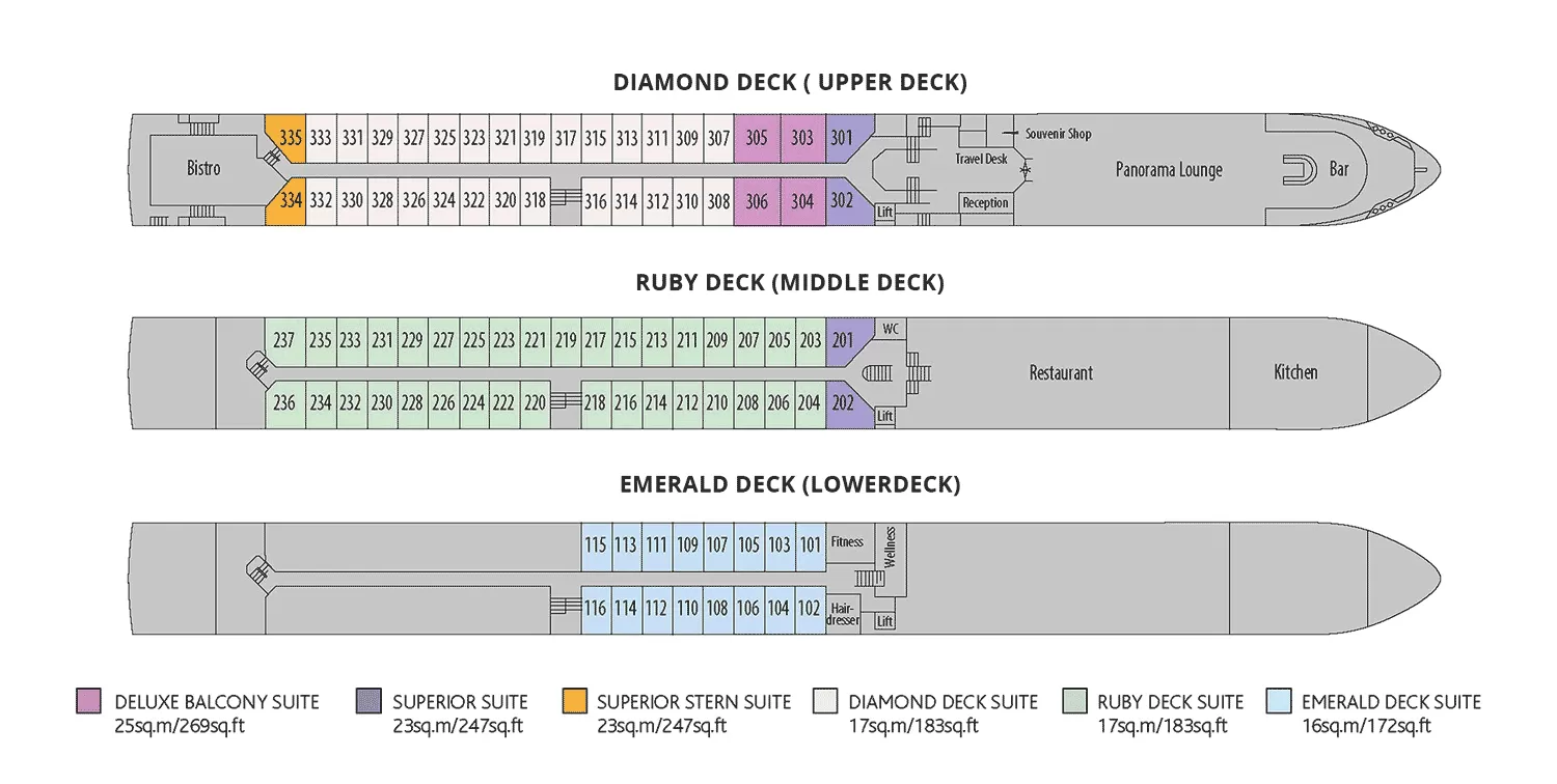 Riviera Travel - Suite Ship Deck Plan