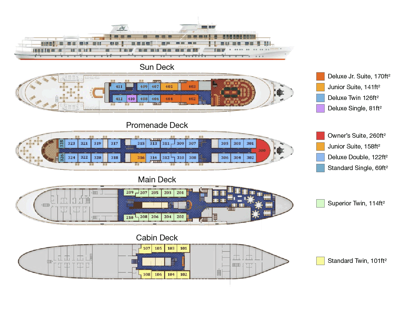 MS Volga Dream - Deck Plan