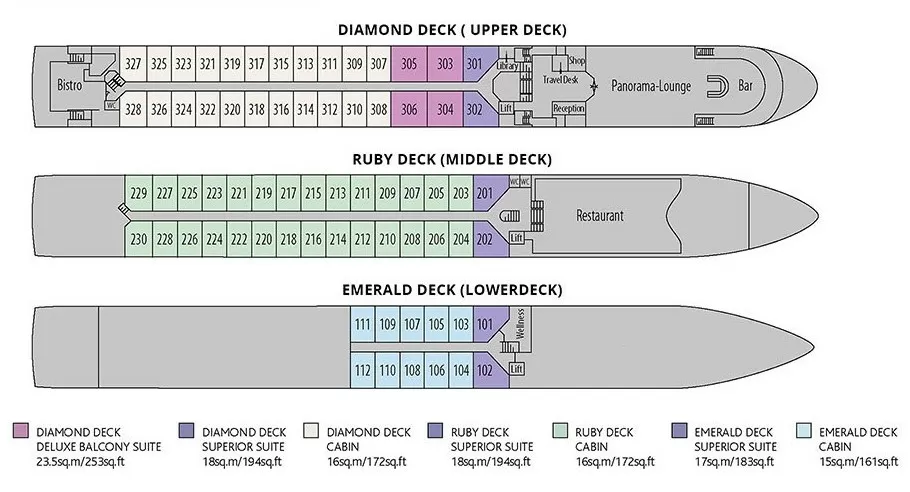 Riviera Travel - MS George Eliot - Deck Plan