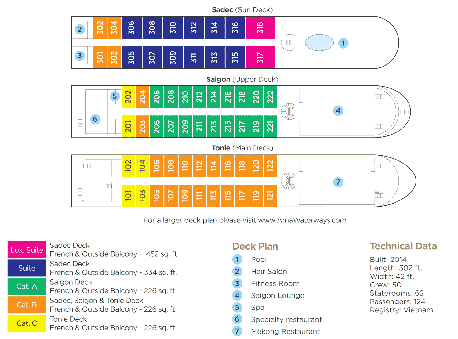 AmaWaterways - Amadara Deck Plan