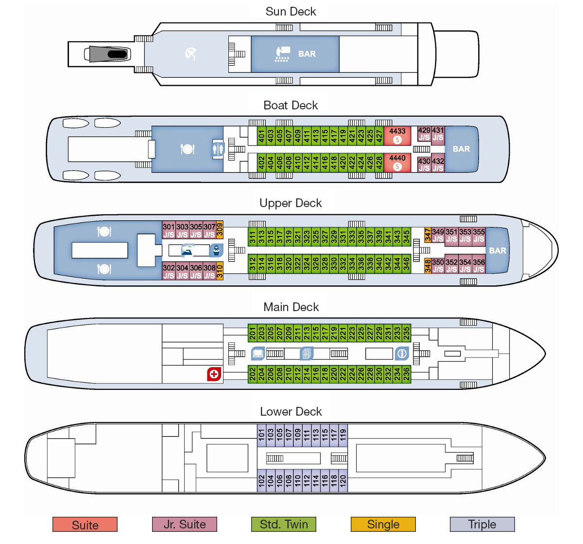 MV Rublev - Deck Plan