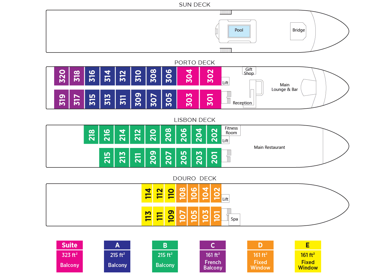 AmaWaterways AmaDouro - Deck Plan