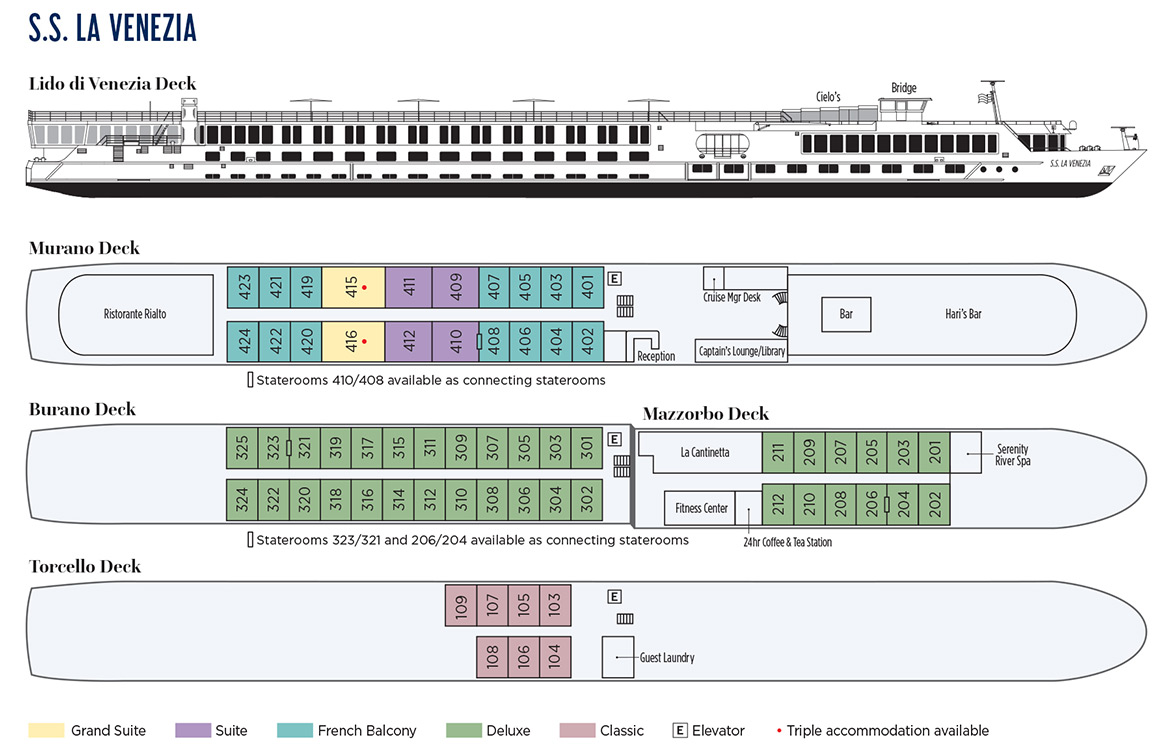 Uniworld SS La Venezia - Deck Plan