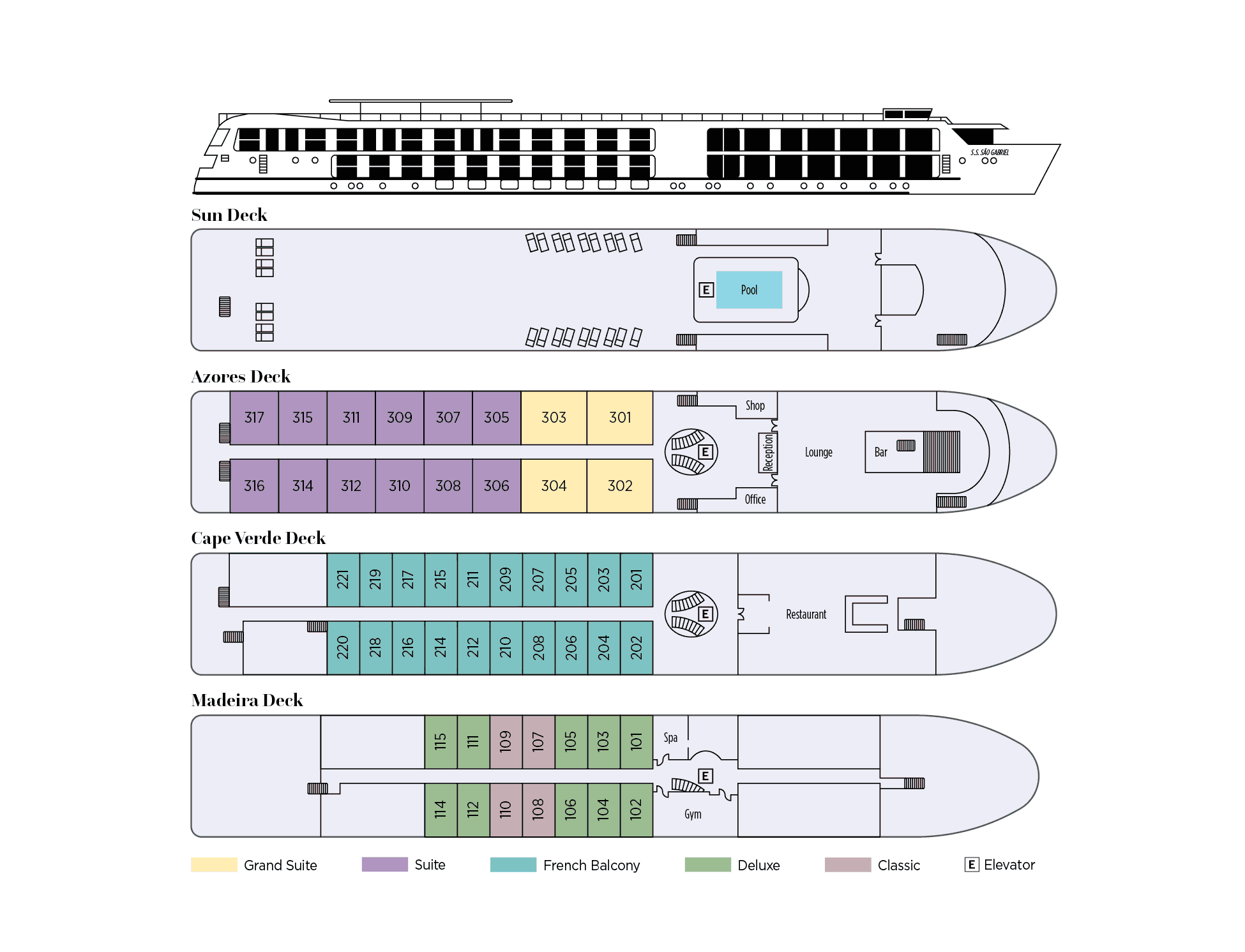 Uniworld - SS Sao Gabriel - Deck Plan